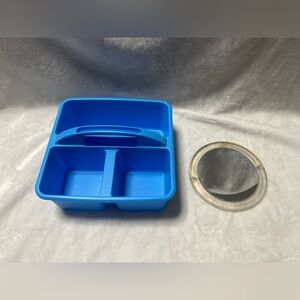 blue plastic caddy double & sided mirror